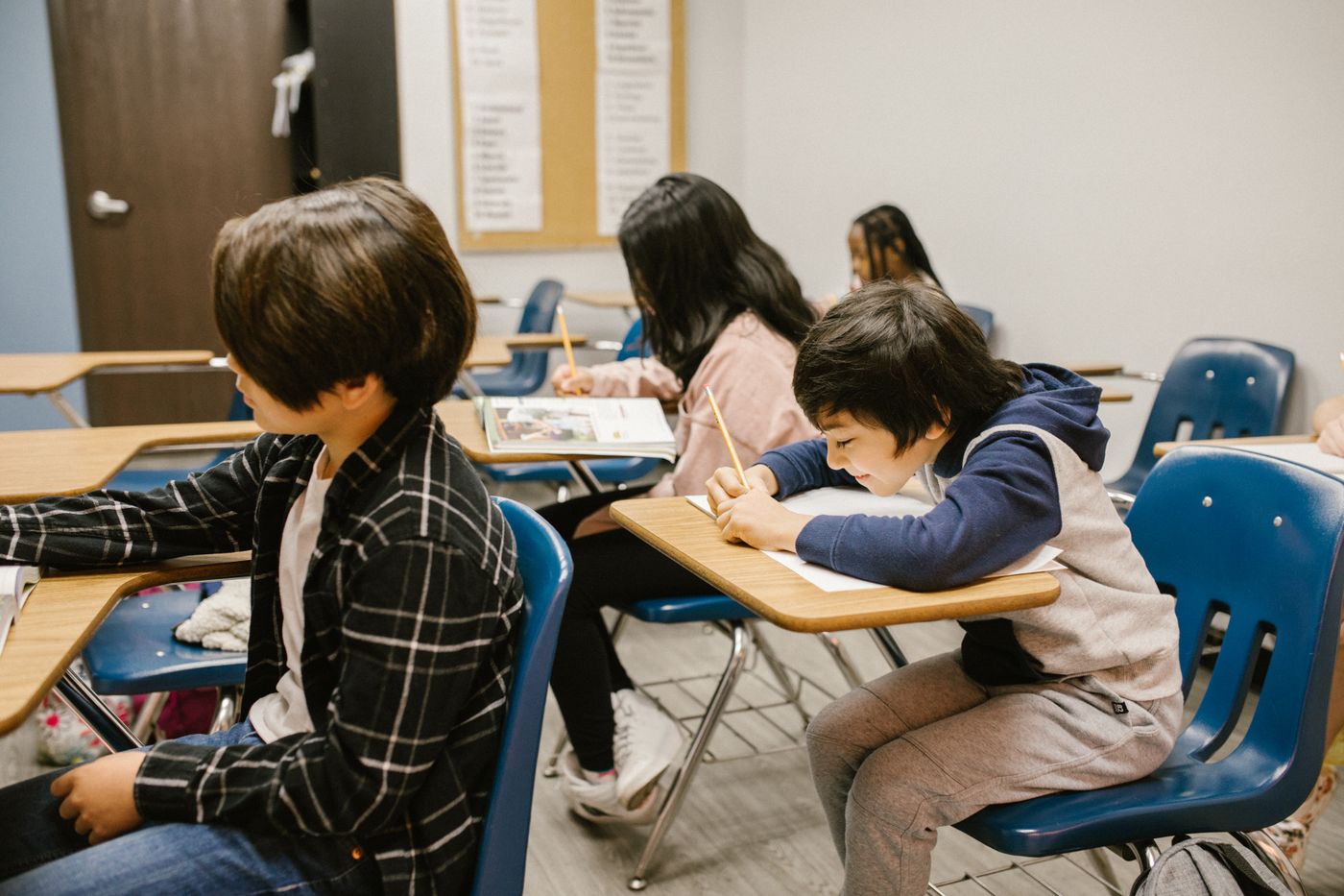 Students working independently in a classroom
